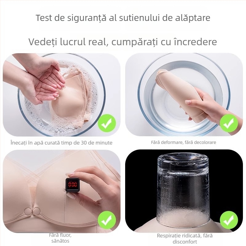 Sutien de alăptare din nylon, 70-80% nylon în materialul principal, cupe formate subțire, fără sârmă, bretele dublu reglabile, pentru alăptare