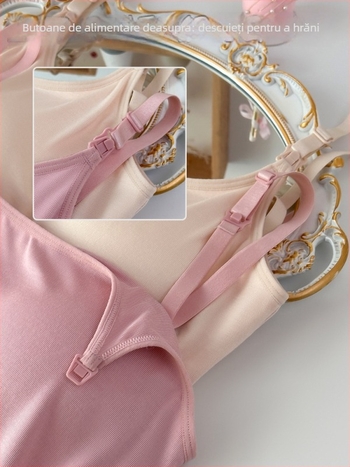 Top de alăptare pentru gravide, fără cusături, cu pernă pentru sân – material modal, stil sling