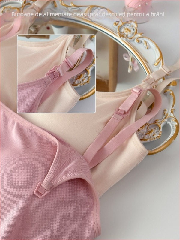 Top de alăptare pentru gravide, fără cusături, cu pernă pentru sân – material modal, stil sling