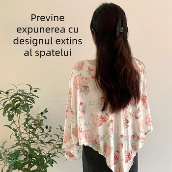 Șal de alăptare – pelerină cu deschidere pentru alăptat, țesătură viscoză-spandex, imprimeu animal