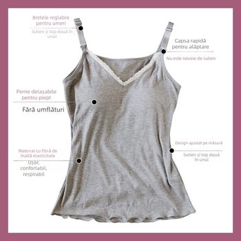 Top de alăptare pentru maternitate și postpartum, vară, cu bretele, mâneci trei sferturi