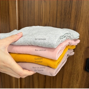 Top de maternitate pentru alăptare, bumbac cu fleece periat, guler înalt, mâneci lungi, pentru toamnă‑iarna