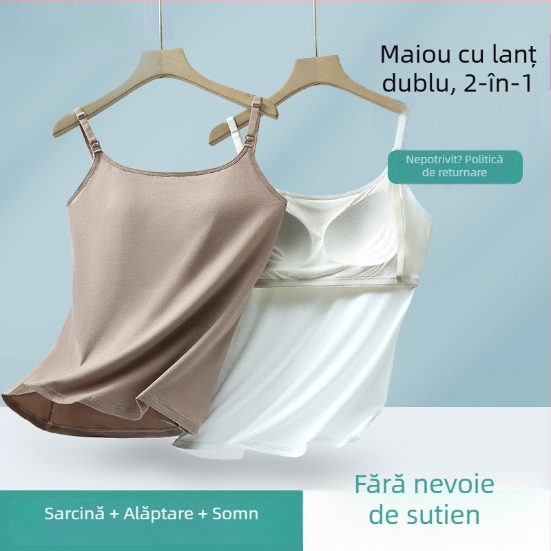 Lenjerie de alăptat în stil camisole, din modal, croi ușor pentru maternitate și alăptare postnatală, vară lejeră