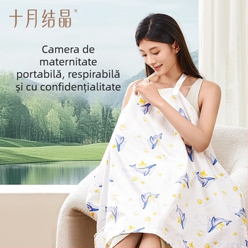 Pelerină pentru alăptat din bumbac (>95%), fără mâneci, guler atârnat, stil chinezesc (toamnă 2024)