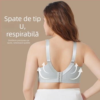 Sutien matern pentru alăptare cupe subțiri, material nylon, căptușeală din bumbac, dantelă, patru rânduri de catarame la spate