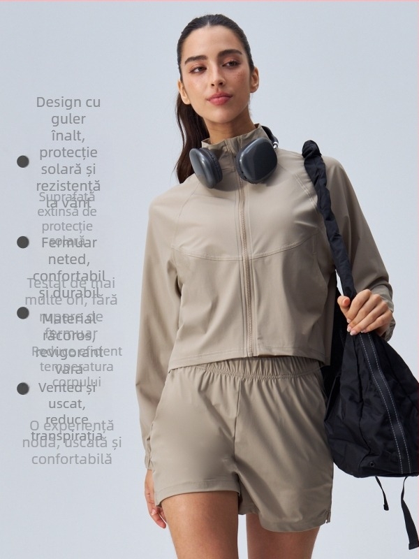 Jachetă de exterior din nylon pentru femei ZL-FY02 – respirabilă, protecție UV UPF50+, ușoară, fără glugă, vară-primăvară
