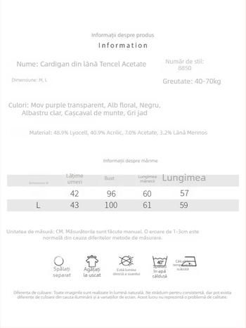 Cardigan din Lyocell, croială lejeră, mâneci lungi, tricot subțire, lungime 50–65 cm, conține Lyocell 30–50% și acrilic 30–50%