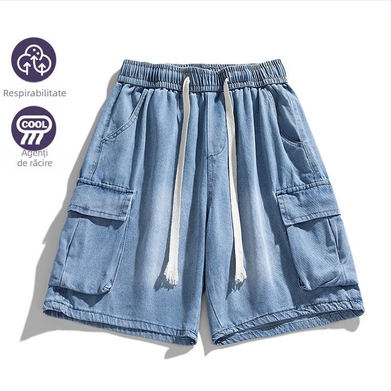 Șort denim pentru bărbați – croială lejeră, tăietură dreaptă, vară, 100% bumbac