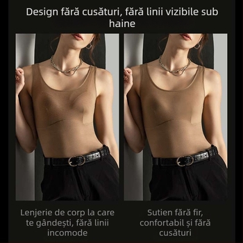 Sutien bandeau fără bretele, cu susținere 3D gel, fără fir, fără cusături, cupă 3/4, formă subțire
