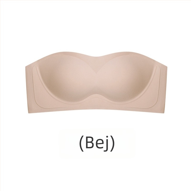 Sutien bandeau fără bretele, cu susținere 3D gel, fără fir, fără cusături, cupă 3/4, formă subțire