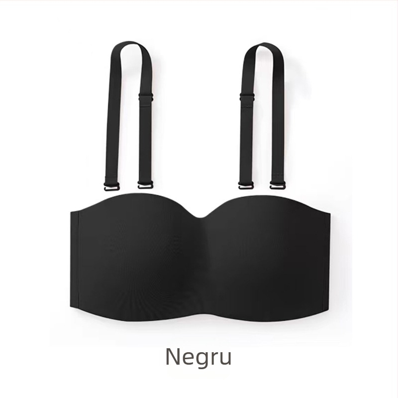 Sutien fără bretele pentru sâni mari, anti-alunecare, cupe subțiri modelate, material nylon, bretele detașabile, închidere la spate cu patru rânduri