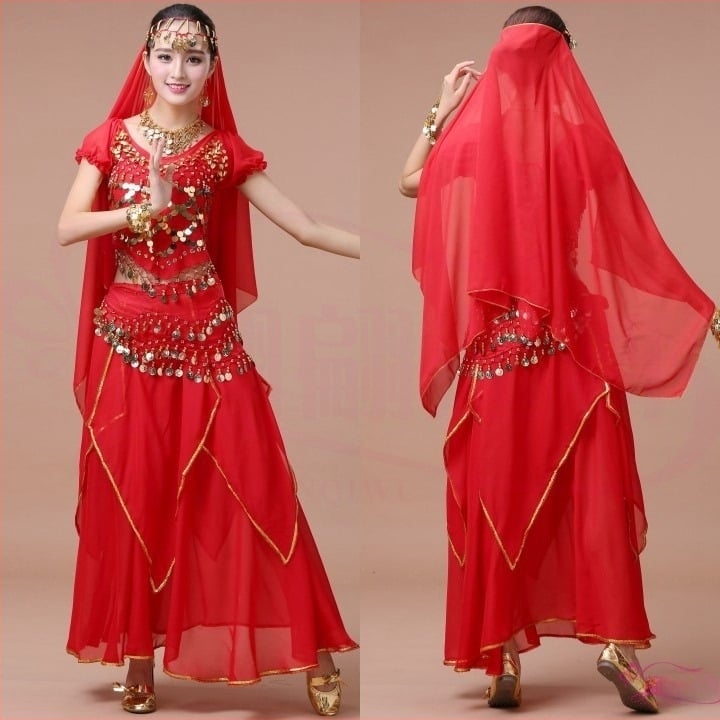 Costum de dans național pentru belly dance – material poliester, 100% poliester, pentru femei adulte, pentru reprezentații
