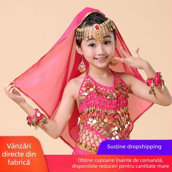 Accesoriu metalic pentru păr Belly Dance cu voal, finisaj electroplacat, accesoriu pentru copii, stil național