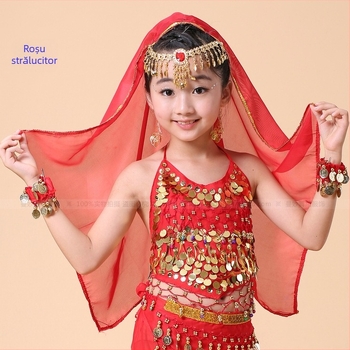 Accesoriu metalic pentru păr Belly Dance cu voal, finisaj electroplacat, accesoriu pentru copii, stil național