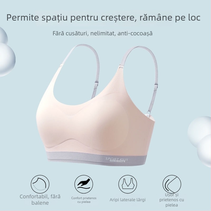 Bustier sport din nylon pentru adolescente, cu cupă completă, respirabil, confortabil, sprijin pentru spate