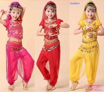 Set de costume Belly Dance pentru copii – pentru fete, dans indian, ținută de spectacol și îmbrăcăminte de antrenament