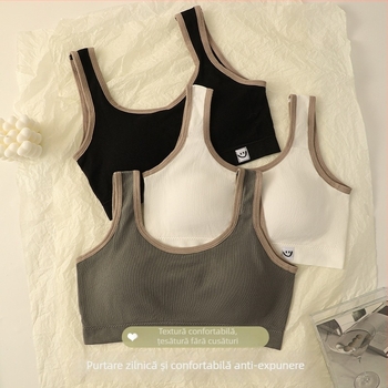 Bustier sport fără arcuri, cupe modelate integrate, stil maieu, ușor