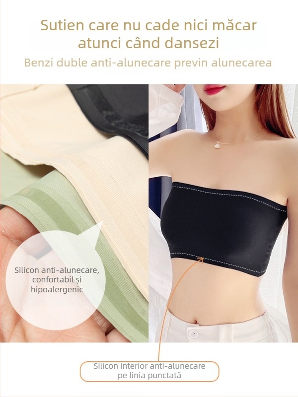 Bustier Ice Silk fără bretele, invizibil, antiderapant, top tubular modelator