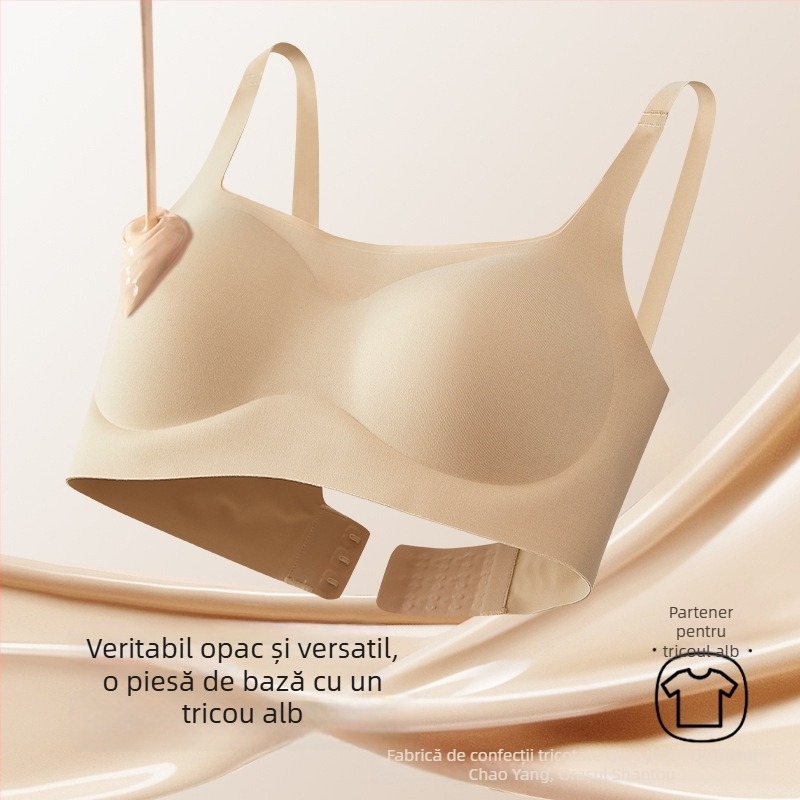 Sutien bandeau invizibil, cu cupă 3/4, burete moale, material nylon/lycra, bretele fixe dublu, închidere în spate cu trei rânduri de cârlige, susținere invizibilă pentru tinere