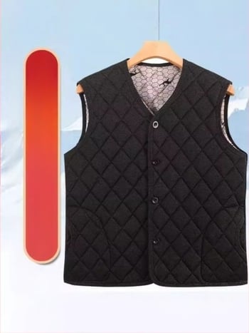 Vesta din bumbac pentru bărbați, căptușită cu fleece, scurtă, groasă, caldă, mărimi mari
