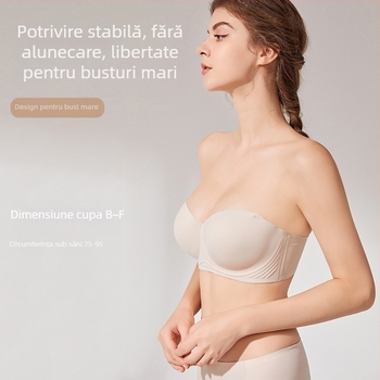 Sutien fără bretele, cupe turnate subțiri, căptușeală antialunecare, închidere cu trei rânduri la spate, invizibil sub haine