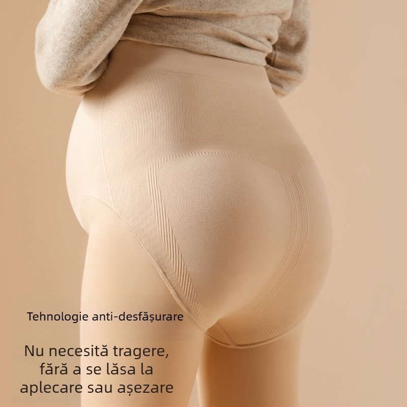 Colanți de maternitate pentru femei, cu susținere reglabilă a burții, căptuțiți cu fleece pentru toamnă și iarnă, potriviți pentru purtare ca îmbrăcăminte de exterior primăvară-toamnă