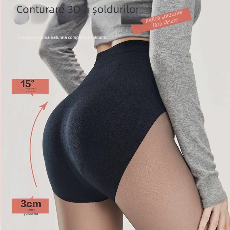 Șosete din nylon căptușite cu fleece, material nylon-spandex, elastice înalte, păstrează căldura, iarna 2025