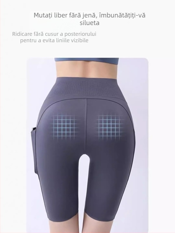 Pantaloni de ciclism pentru femei cu buzunare, amestec nylon-elastan (70-80% nylon, 20-30% elastan), elasticitate înaltă, croială strâmtă, țesătură subțire, Primăvara 2024