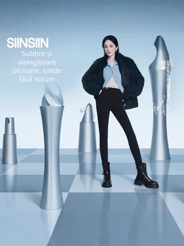 Colanți de yoga cu căptușeală din fleece, groși, din nailon-spandex, croială slim, elasticitate ridicată