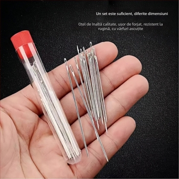 Set de ace de tricotat, 34 de piese, portabil, din oțel inoxidabil