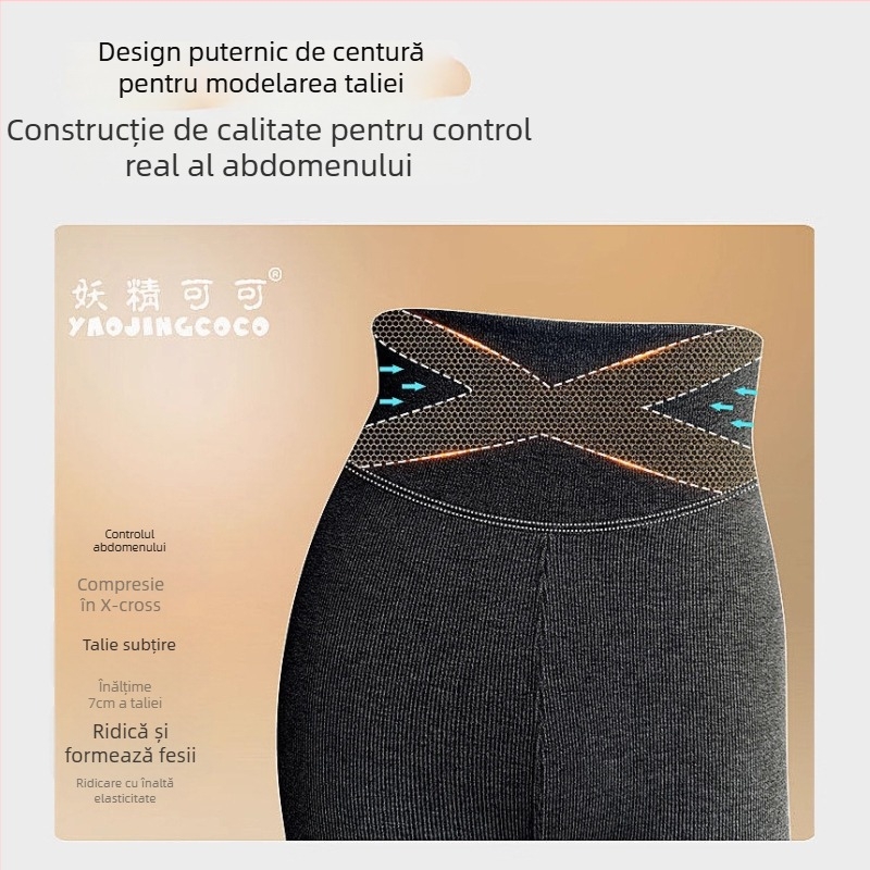 Fairy Coco Colanți pentru gravide din bumbac-spandex, călduroși, elasticitate ridicată, compresie în trei secțiuni, lungime de nouă puncte
