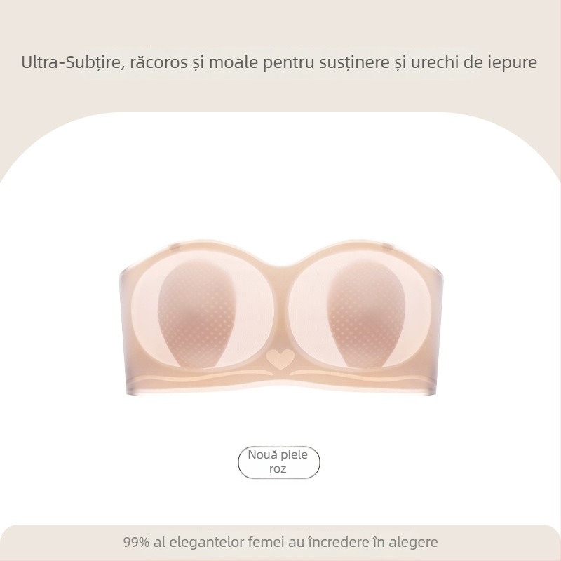 Sutien fara bretele din nylon, cupe in forma de urechi de iepure, cupe subtiri modelate, bretele detasabile duble