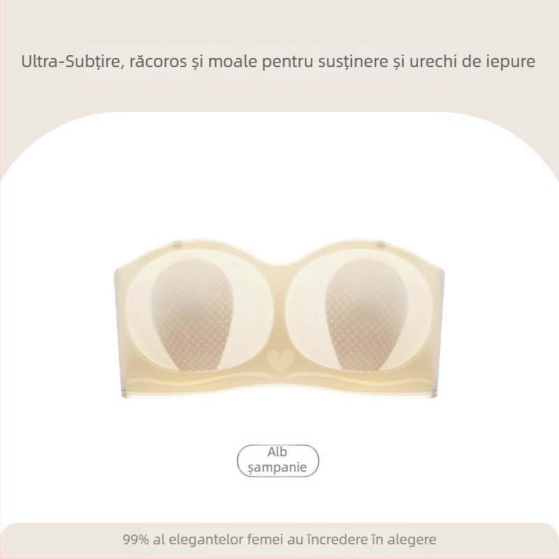 Sutien fara bretele din nylon, cupe in forma de urechi de iepure, cupe subtiri modelate, bretele detasabile duble