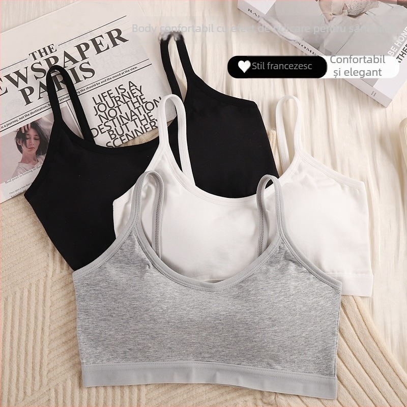 Din bumbac 100%, bustier tubular top, cupă 3/4, cupe subțiri modelate, stil vestă, sport lejer