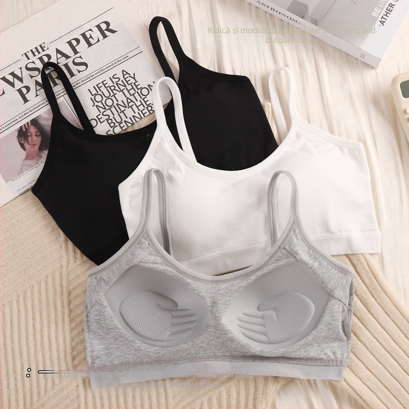 Din bumbac 100%, bustier tubular top, cupă 3/4, cupe subțiri modelate, stil vestă, sport lejer