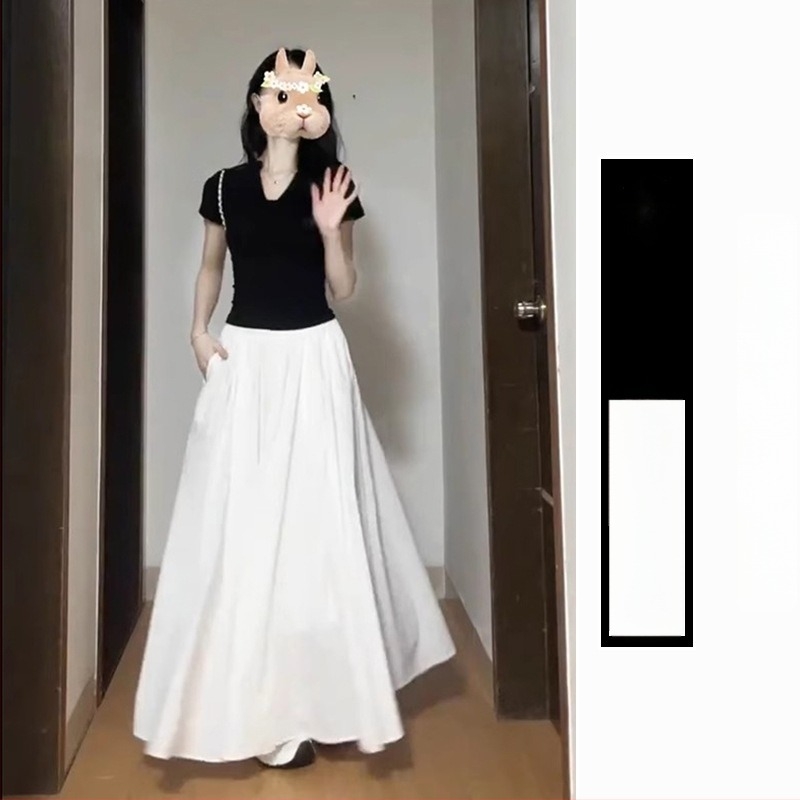 Fustă A-line midi din poliester, cu microelasticitate, stil casual (conținut poliester 90-95%, fără călcare, vara 2025)