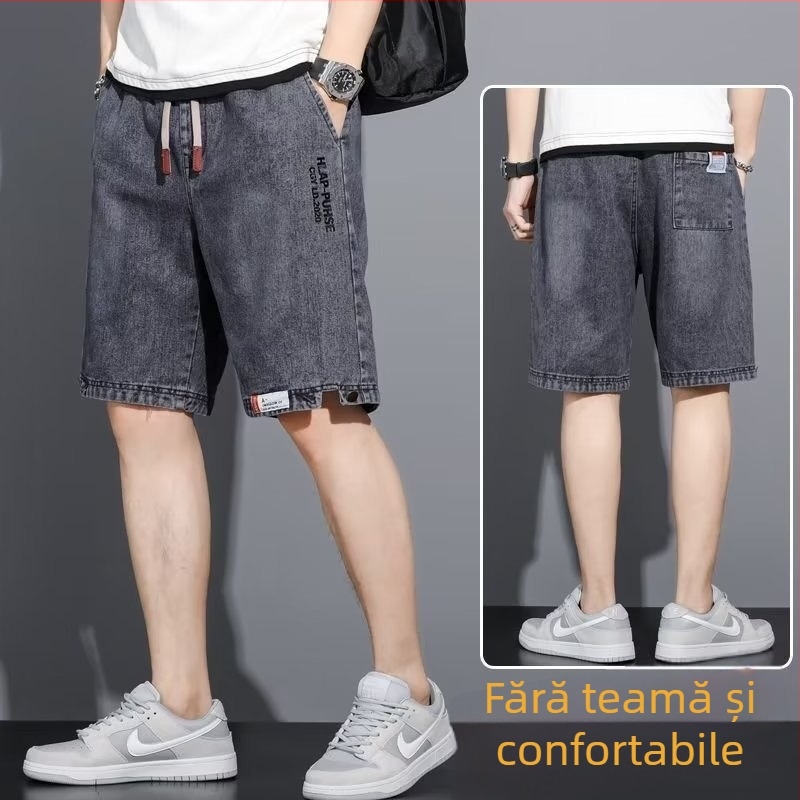 Șort Denim pentru bărbați, vară, subțiri, lejer croi, croială dreaptă, lungime cinci puncte, amestec de bumbac