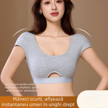Top de sutien/tub din bumbac, cupă completă, cupă medie, stil vestă, susținere a sânilor și modelare a corpului