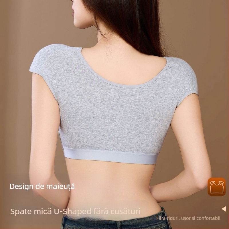 Top de sutien/tub din bumbac, cupă completă, cupă medie, stil vestă, susținere a sânilor și modelare a corpului