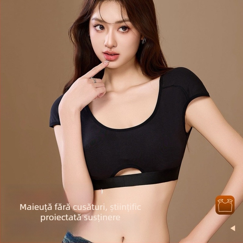 Top de sutien/tub din bumbac, cupă completă, cupă medie, stil vestă, susținere a sânilor și modelare a corpului