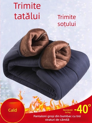 Pantaloni de iarnă pentru bărbați, croială dreaptă, căptuți cu fleece, umplură din mătase-bumbac, material și căptușeală din piele artificială, pentru muncă, Primăvara 2025