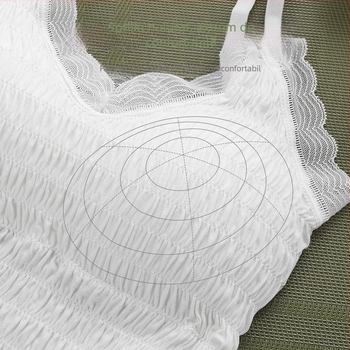 Top fără bretele, în stil franțuzesc, dantelă plisată, scurt, dintr-o singură piesă, fără cusături, 92% nylon, pentru femei