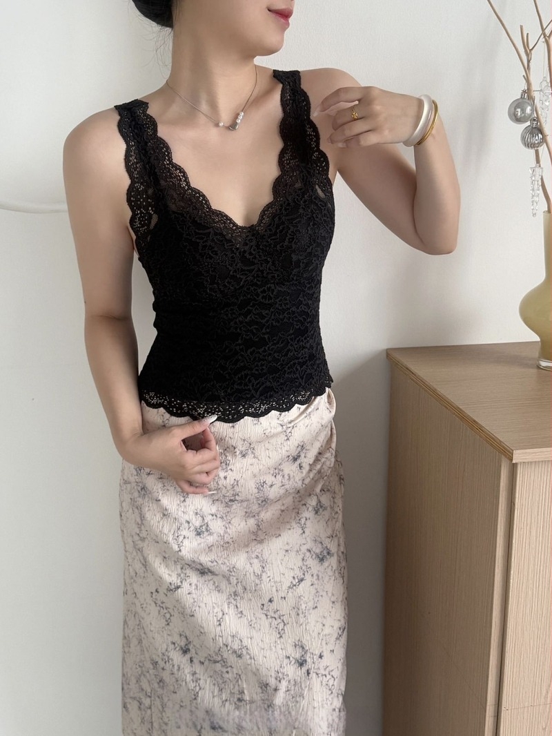 Bralette din bumbac cu cupă 3/4, dantelă florală, bretele fixe, poate fi purtată ca articol exterior