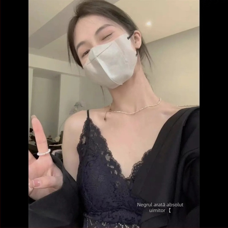 Bustier din dantelă din latex ultra-subțire, cupă modelatoare, bretele fixe duble, căptușeală dantelată, design spate