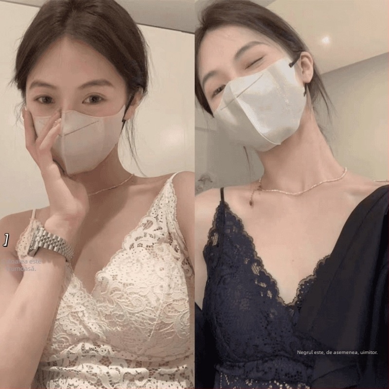 Bustier din dantelă din latex ultra-subțire, cupă modelatoare, bretele fixe duble, căptușeală dantelată, design spate