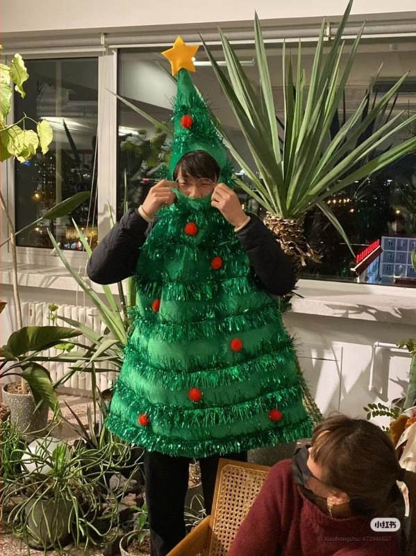 Costum de pom de Crăciun pentru adulți și copii, decorațiune brad, costum de reprezentație, costum Moș Crăciun, simulare brad; acrilic >95%, poliester >95%, finisaj încrețit, lansare vară 2025, fără velur