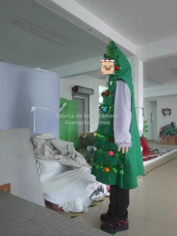 Costum de pom de Crăciun pentru adulți și copii, decorațiune brad, costum de reprezentație, costum Moș Crăciun, simulare brad; acrilic >95%, poliester >95%, finisaj încrețit, lansare vară 2025, fără velur