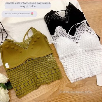 Camisolă din dantelă cu spate încrucișat, cupă completă, cupe subțiri, 80–90% nylon, respirabil