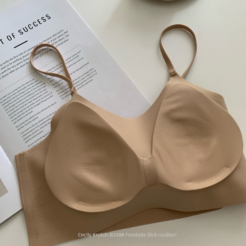 Sutien din nylon, cupe 3/4, cupe modelate subțiri, căptușeală din burete, stil vestă