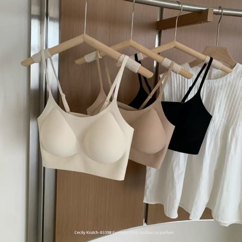 Sutien din nylon, cupe 3/4, cupe modelate subțiri, căptușeală din burete, stil vestă